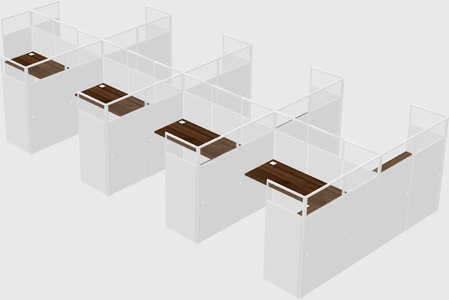 Shared l-shaped cubicle