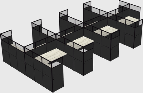 Shared l-shaped cubicle