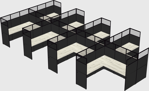 Shared l-shaped cubicle