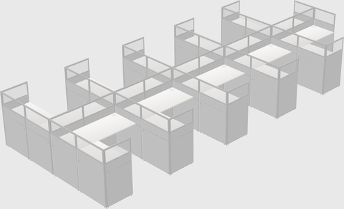 Shared l-shaped cubicle