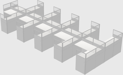 Shared l-shaped cubicle