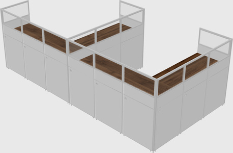 Shared l-shaped cubicle