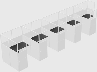Shared l-shaped cubicle