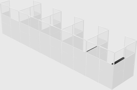 Shared l-shaped cubicle