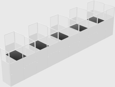 Shared l-shaped cubicle