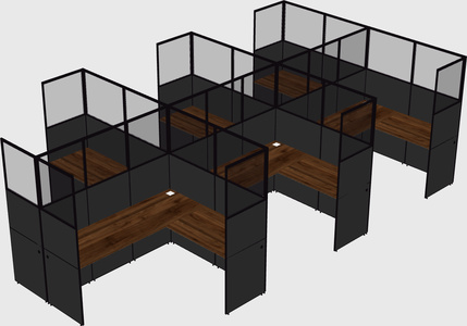 Shared l-shaped cubicle