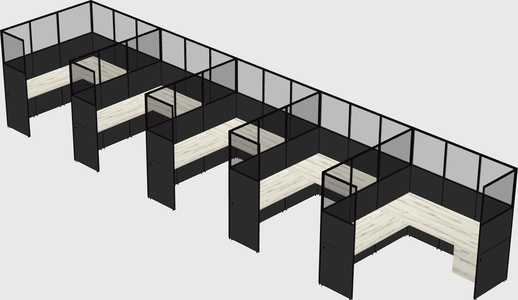 Shared l-shaped cubicle