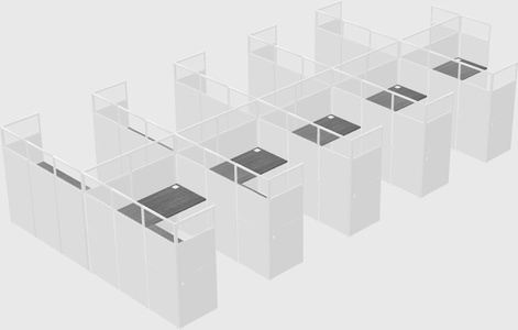 Shared l-shaped cubicle