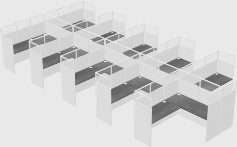 Shared l-shaped cubicle