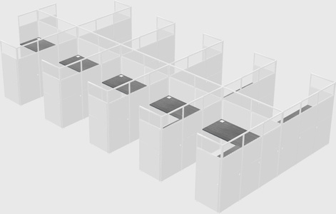 Shared l-shaped cubicle