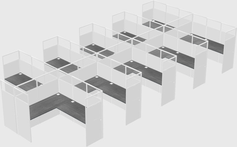 Shared l-shaped cubicle