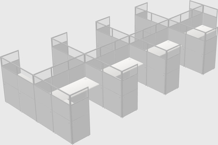 Shared l-shaped cubicle