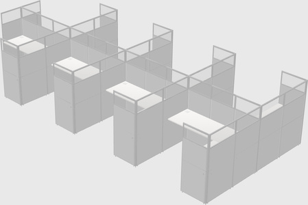 Shared l-shaped cubicle