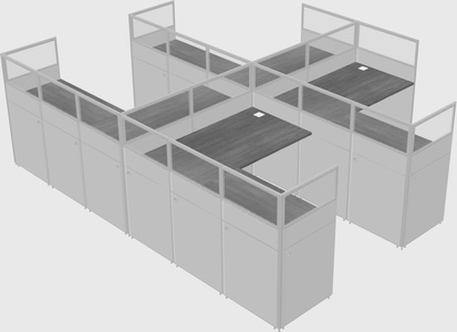 Shared l-shaped cubicle
