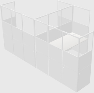 Shared l-shaped cubicle