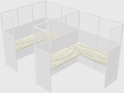 Shared l-shaped cubicle