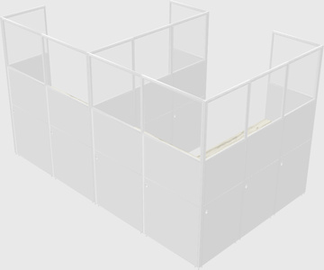 Shared l-shaped cubicle