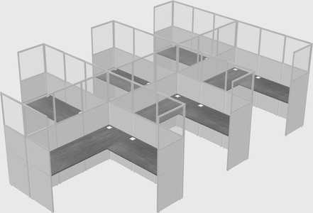 Shared l-shaped cubicle