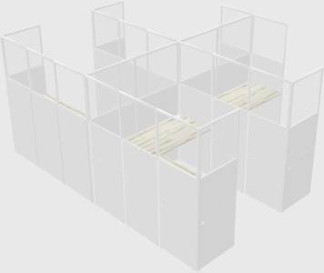 Shared l-shaped cubicle