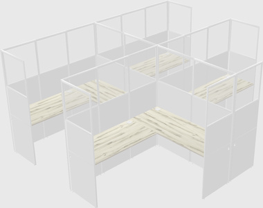 Shared l-shaped cubicle