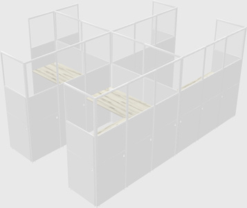 Shared l-shaped cubicle