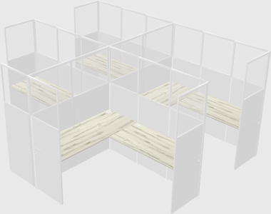 Shared l-shaped cubicle