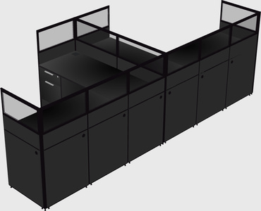 Shared l-shaped cubicle