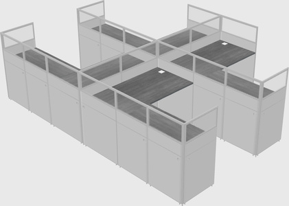 Shared l-shaped cubicle