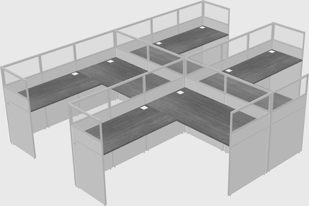 Shared l-shaped cubicle