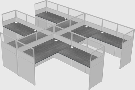 Shared l-shaped cubicle