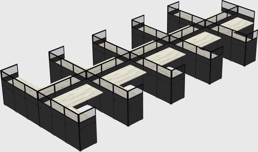 Shared l-shaped cubicle