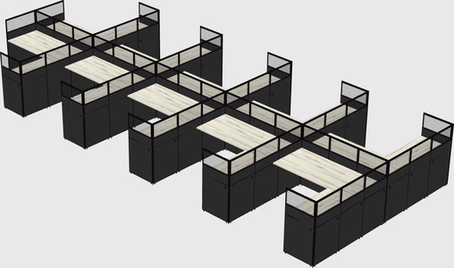 Shared l-shaped cubicle