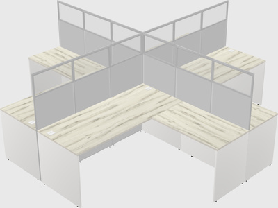 Shared l-shaped cubicles