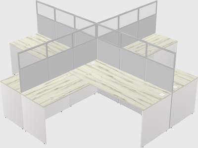Shared l-shaped cubicles