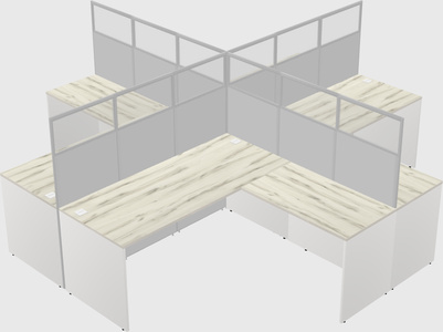 Shared l-shaped cubicles