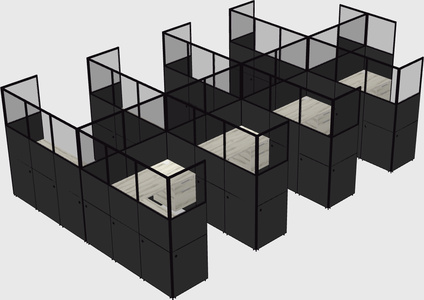 Shared l-shaped cubicle