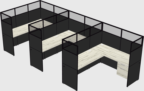 Shared l-shaped cubicle