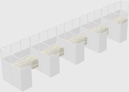Shared l-shaped cubicle