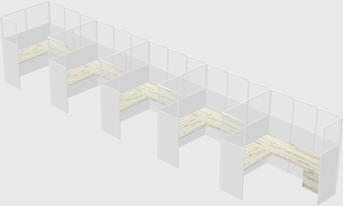 Shared l-shaped cubicle