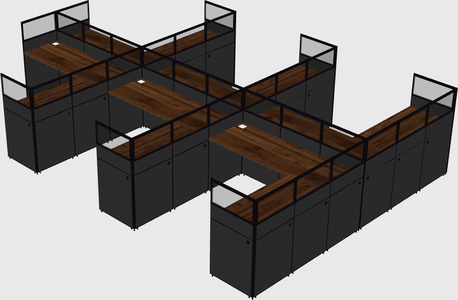 Shared l-shaped cubicle