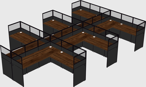 Shared l-shaped cubicle