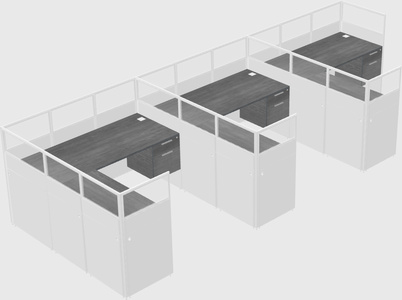 Shared l-shaped cubicle