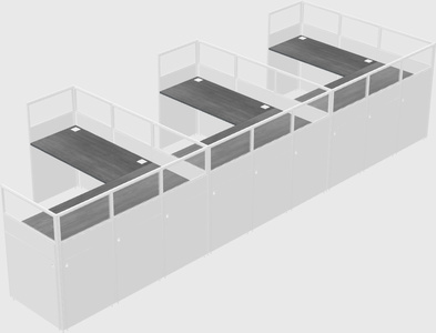 Shared l-shaped cubicle