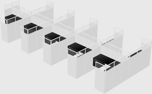 Shared l-shaped cubicle