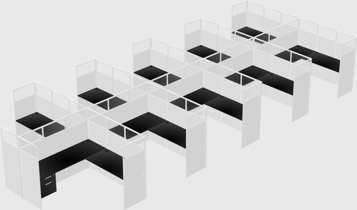Shared l-shaped cubicle