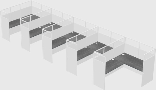 Shared l-shaped cubicle