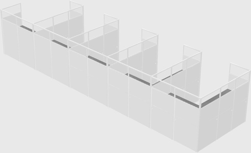 Shared l-shaped cubicle