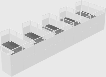 Shared l-shaped cubicle