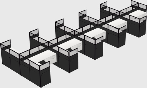 Shared l-shaped cubicle
