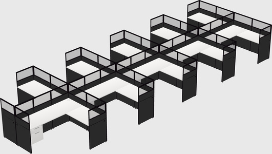 Shared l-shaped cubicle
